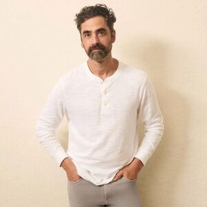 Sunwashed Slub Henley - Faherty - White - Medium